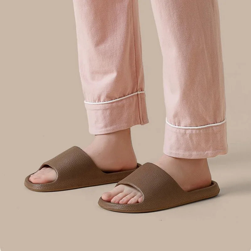 Women Bathroom Slippers Cloud Cushion Slides Summer Flat Sandals Thick Platform Shoes Man Indoor Non-Slip Flip Flops Couple Shoe