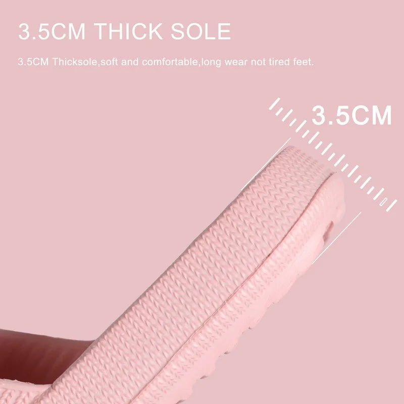 Women Bathroom Slippers Cloud Cushion Slides Summer Flat Sandals Thick Platform Shoes Man Indoor Non-Slip Flip Flops Couple Shoe