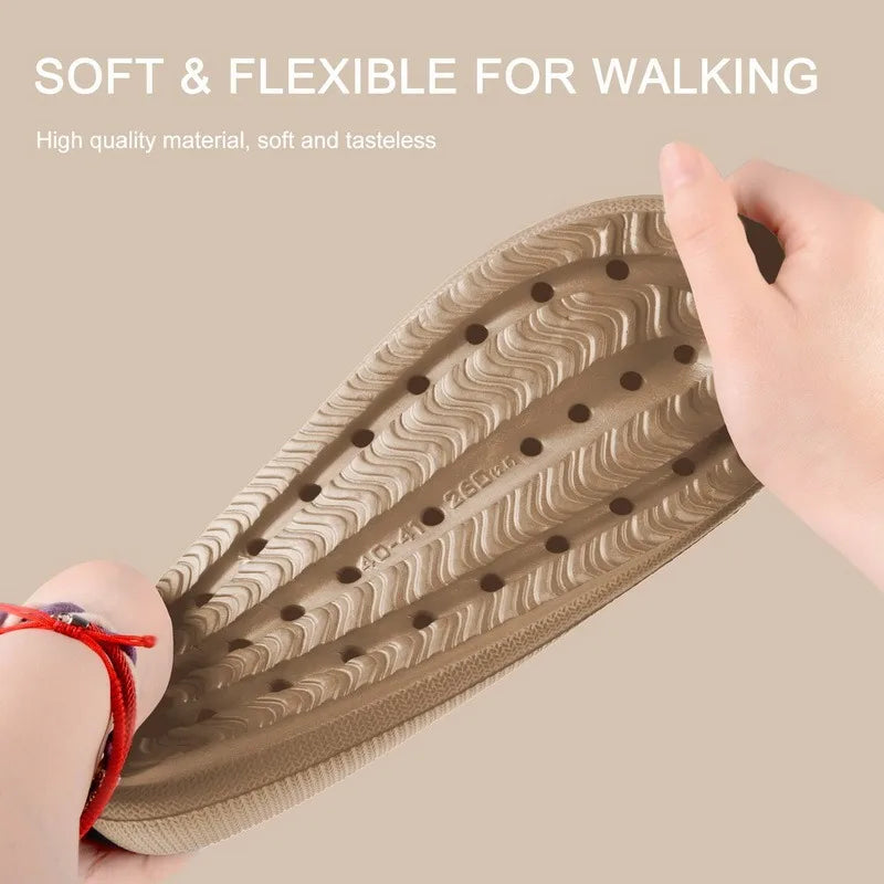 Women Bathroom Slippers Cloud Cushion Slides Summer Flat Sandals Thick Platform Shoes Man Indoor Non-Slip Flip Flops Couple Shoe