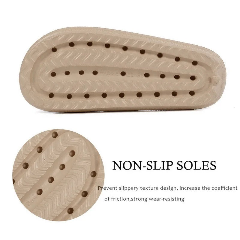 Women Bathroom Slippers Cloud Cushion Slides Summer Flat Sandals Thick Platform Shoes Man Indoor Non-Slip Flip Flops Couple Shoe