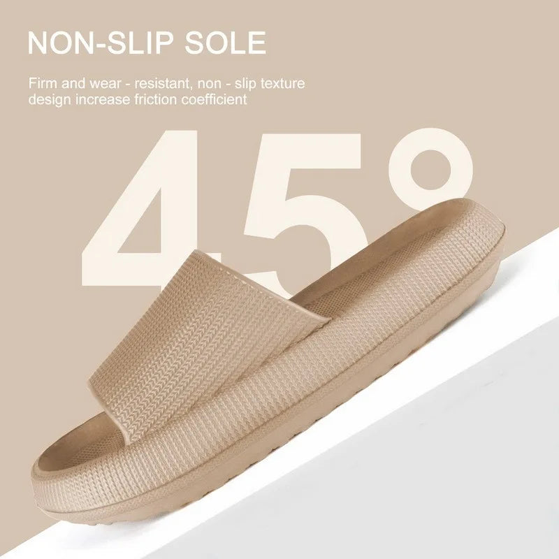 Women Bathroom Slippers Cloud Cushion Slides Summer Flat Sandals Thick Platform Shoes Man Indoor Non-Slip Flip Flops Couple Shoe