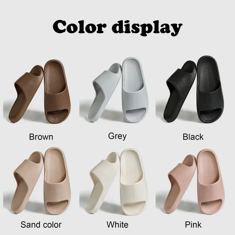 Women Bathroom Slippers Cloud Cushion Slides Summer Flat Sandals Thick Platform Shoes Man Indoor Non-Slip Flip Flops Couple Shoe